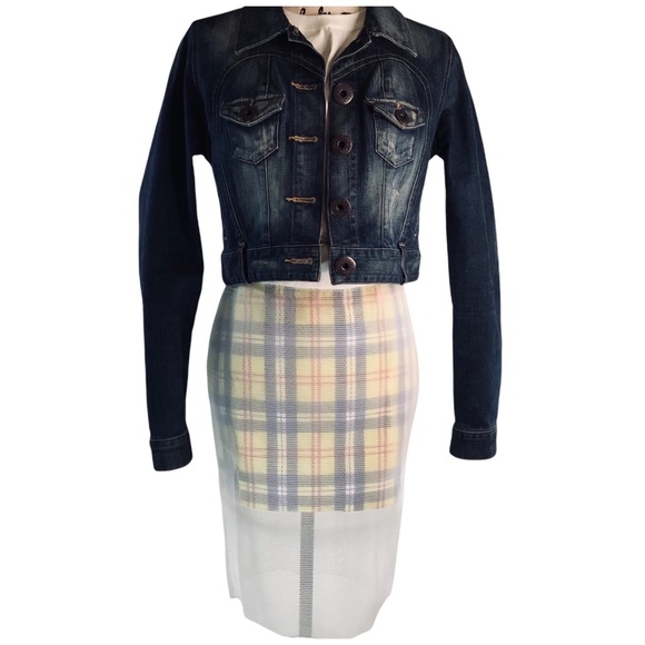 English Factory NEW Mesh Plaid Midi Skirt Exposed Back Zipper - S - 90’s Vibes! - Picture 10 of 13